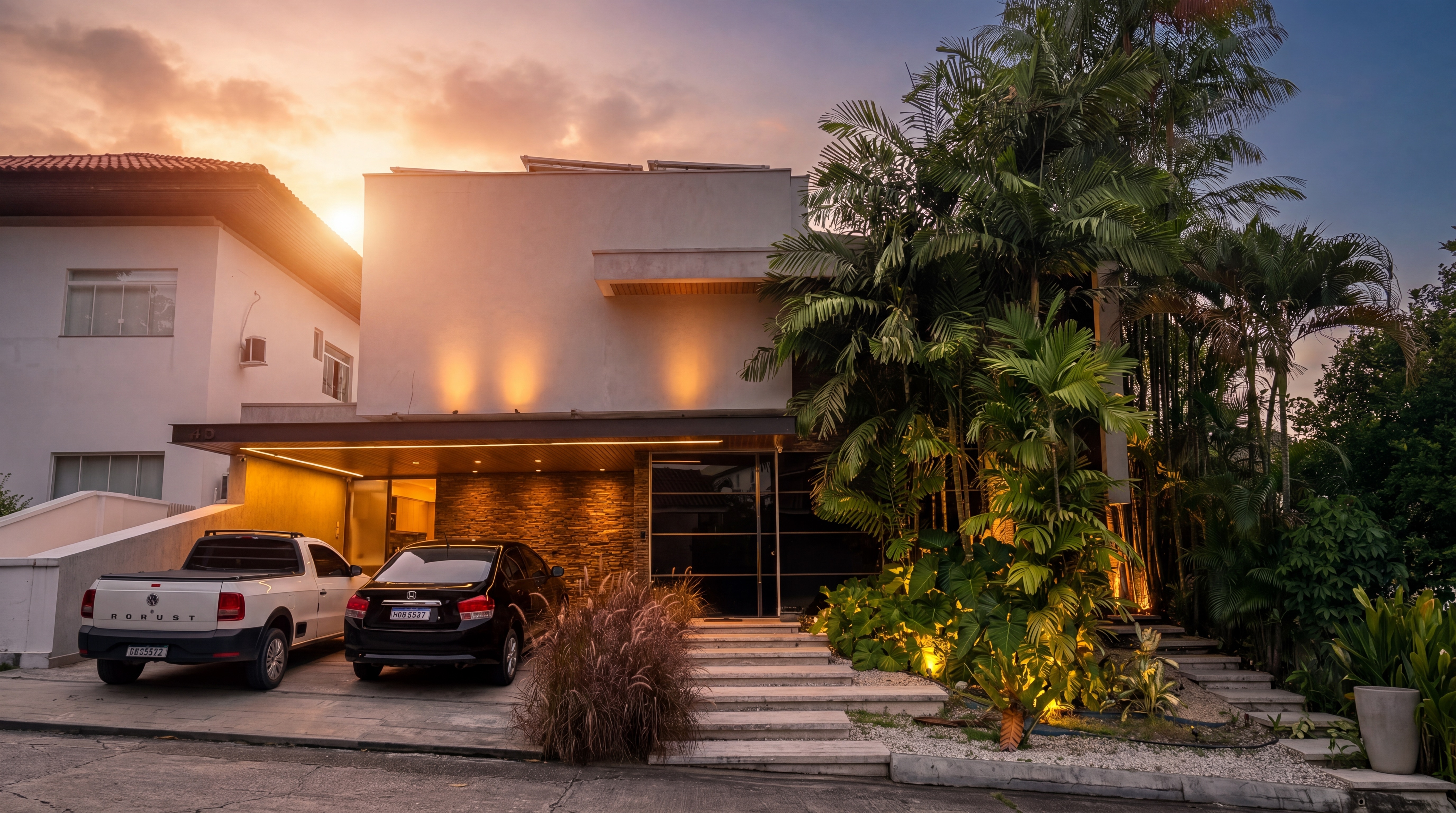 Fachada ao Entardecer — Parque Residências